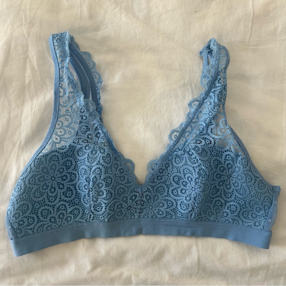 Aerie Bralette Light Blue Lace Medium